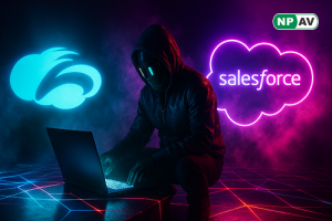 Diagram illustrating Zscaler Salesforce OAuth token breach by UNC6395 threat group in 2025