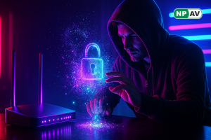 Diagram illustrating the Pixie Dust Wi-Fi attack exploiting WPS protocol weaknesses to recover router PIN and gain unauthorized network access.