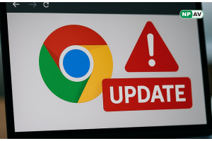 Google chrome danger sign with update button