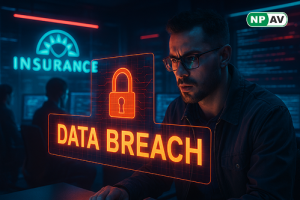Graphic illustrating Farmers Insurance data breach affecting 1.1 million customers through third-party vendor compromise