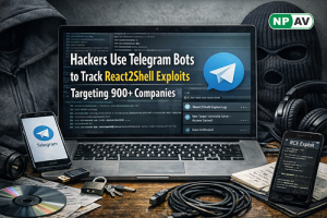 Telegram bot sending real-time alerts for successful React2Shell exploits and stolen credentials from compromised servers