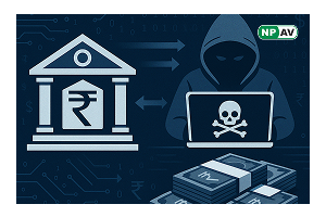 a hacker with bank symbol and cash