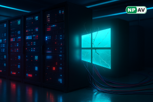 Infographic showing SMBv1 breakage from September 2025 Windows updates: affected systems (Windows 11/10, Servers), security risks (EternalBlue/WannaCry icons), workarounds (PowerShell code snippet), and migration path to SMBv2/3 with network icons.