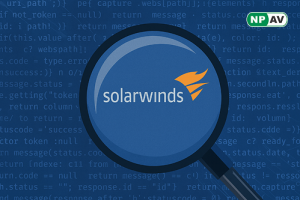 Infographic on CVE-2025-26399: SolarWinds Web Help Desk logo with red alert icon, diagram of unauthenticated RCE via AjaxProxy deserialization, chain showing bypass of CVE-2024-28988 and CVE-2024-28986, affected versions (12.8.7 and earlier), upgrade path