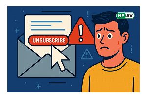 man scammed and upset after clicked on mails unsubscribe button