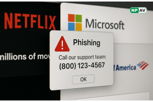 netflix microsoft and bank of america website have phishing attack and shows fake mobile numbers on websites