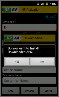 Confirmation before installation of apk