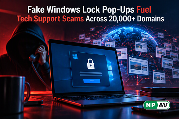 Fake Windows Lock Pop-Ups Fuel Tech Support Scams Across 20,000+ Domains