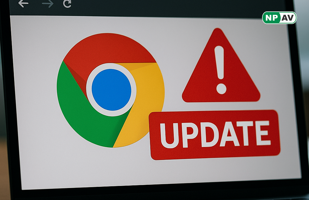 Google chrome danger sign with update button