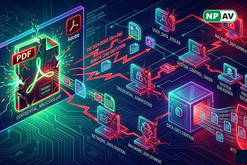Malicious PDF exploiting Adobe Acrobat zero-day vulnerability to steal data and compromise systems