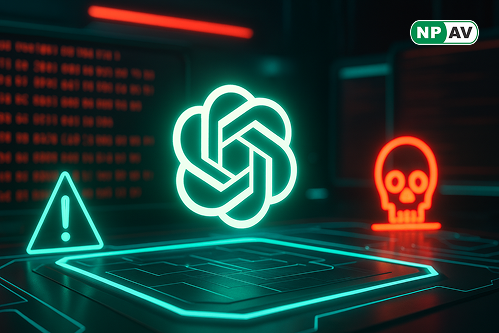 Illustration of MalTerminal malware interface prompting for ransomware or reverse shell generation via GPT-4 API, highlighting AI-powered dynamic code creation in cybersecurity threats.