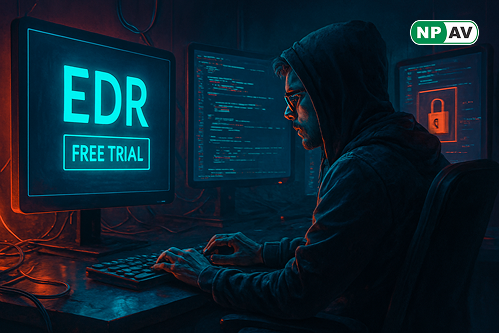 attack process or infographics on EDR software