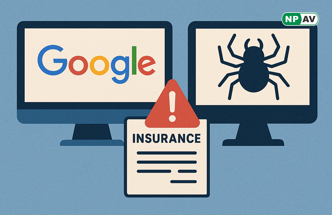 google and spider on different pc screen below insurance paper board
