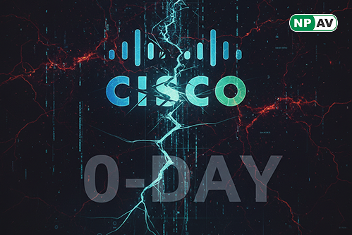 Infographic on Cisco CVE-2025-20352: icons of SNMP packets, RCE/DoS warnings, affected devices (Meraki MS390, Catalyst 9300), exploitation chain (credential hack to root access), and mitigation steps like patching and SNMP view configs.