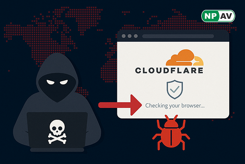 malware distribution via fake Cloudflare screens.