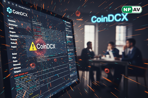 CoinDCX logo with a cybersecurity theme
