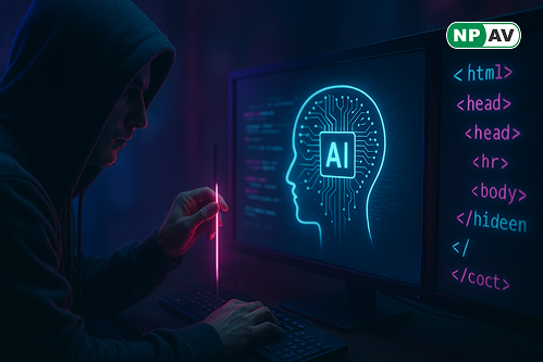 Indirect prompt injection attack manipulating AI agents through web content