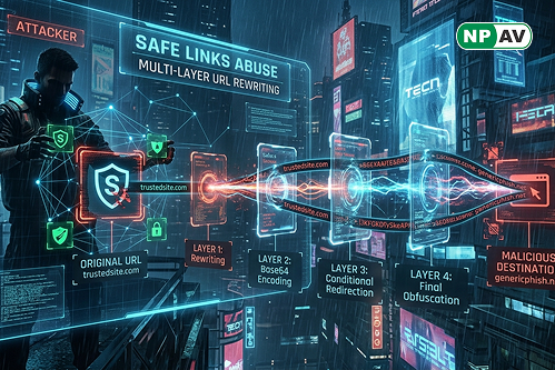 Phishing attack using multi-layer URL rewriting to bypass security