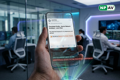 Fake resume phishing attack deploying crypto miner malware