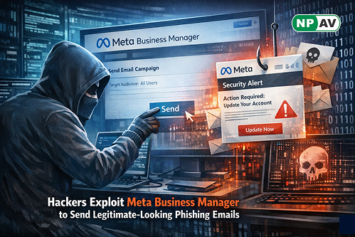 Meta Business Manager phishing email attack illustration
