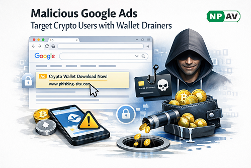 Fake Google Ads redirecting crypto users to phishing sites that steal wallet funds and recovery phrases
