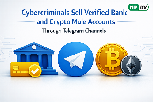 Cybercriminals selling verified bank and cryptocurrency mule accounts through Telegram channels for money laundering operations