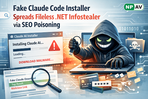 Fake Claude Code Installer Spreads Fileless .NET Infostealer via SEO Poisoning