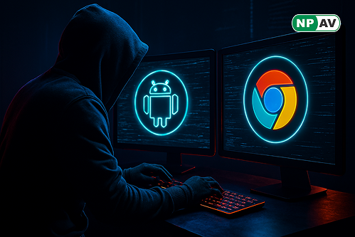 Illustration of Android Runtime use-after-free vulnerability enabling Chrome sandbox escape and privilege escalation