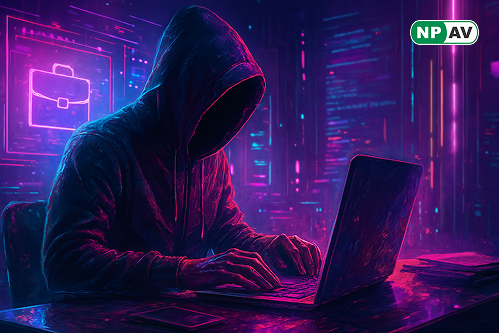 Illustration of Iranian APT group Nimbus Manticore launching fake job recruitment phishing attacks on European critical infrastructure, featuring malware icons, fake websites, and targeted sectors like aerospace and telecom.