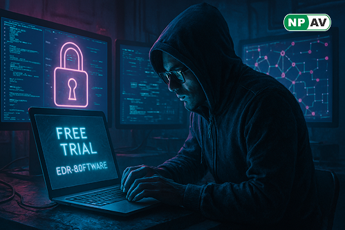 attack process or infographics on EDR software