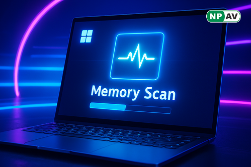 System stability infographic: Windows 11 icon with memory scan prompt post-BSOD; green arrows to quick fixes, with "Enhance Your PC" banner over a reboot screen.